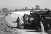 Evacuated residents in makeshift refugee shelters during the Union Carbide Disaster in Bhopal