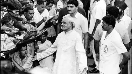Atal Bihari Vajpayee moments after submitting his resignation as Prime Minister, 13 days after being sworn in