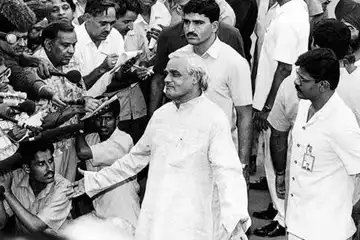 Atal Bihari Vajpayee moments after submitting his resignation as Prime Minister, 13 days after being sworn in