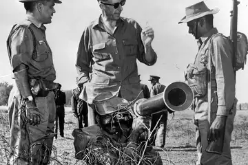 US Ambassador John Galbraith watches Indian Troops testing an Anti-Tank Weapon