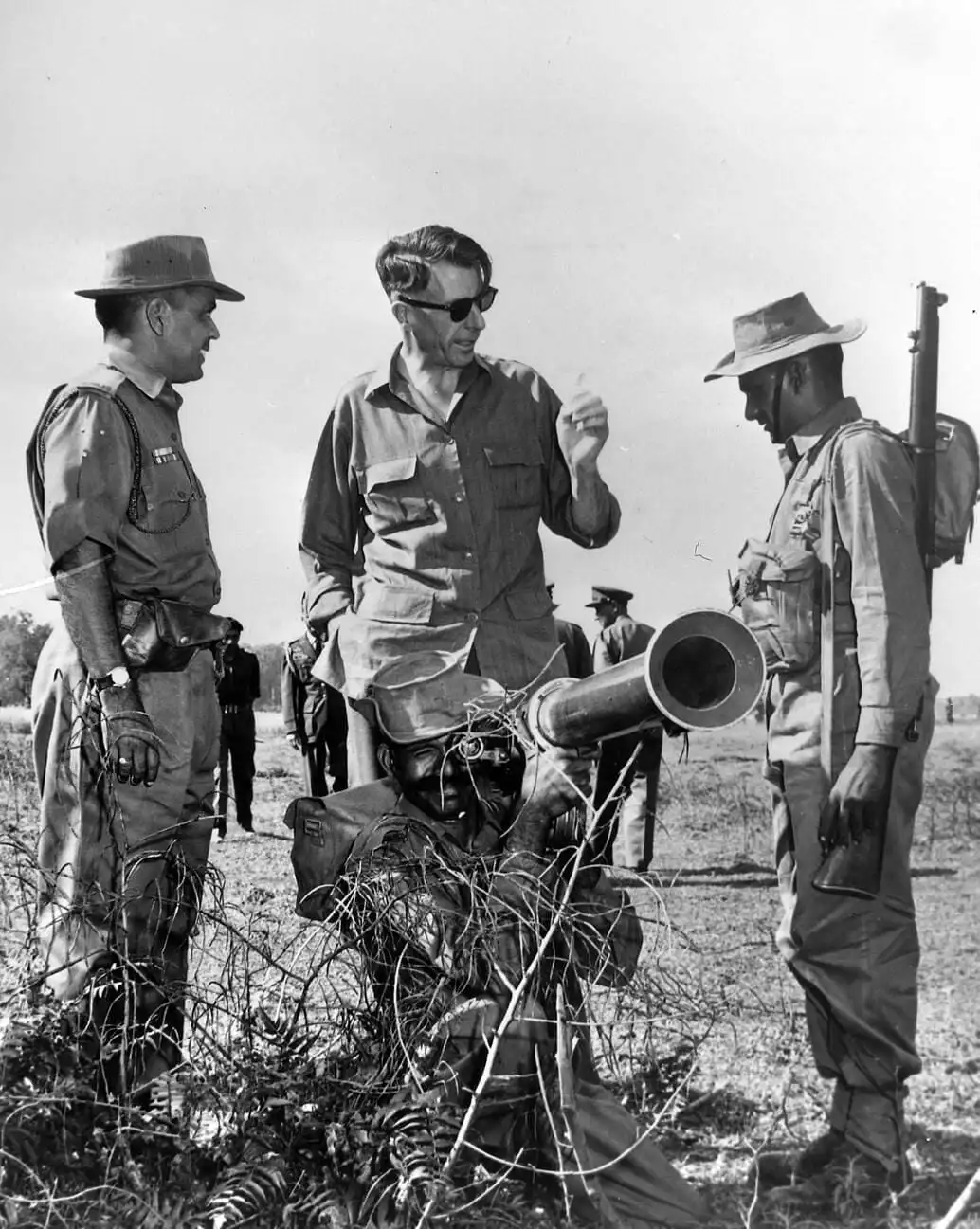US Ambassador John Galbraith watches Indian Troops testing an Anti-Tank Weapon