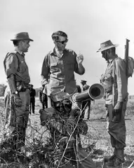 US Ambassador John Galbraith watches Indian Troops testing an Anti-Tank Weapon