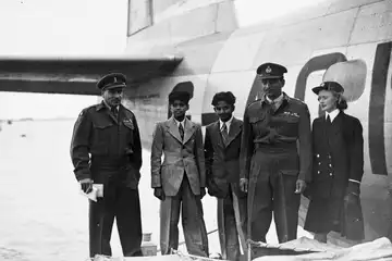 Maharaja of Jaipur, Man Singh II, arrives in England by Flying Boat to attend the London Victory Day Celebrations