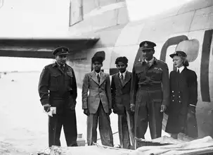 Maharaja of Jaipur, Man Singh II, arrives in England by Flying Boat to attend the London Victory Day Celebrations