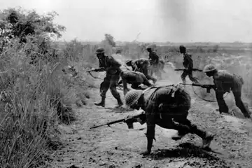 Indian Troops charge a Pakistani Post in the Khem Karan-Kasur Sector on the Lahore Front