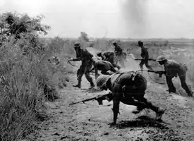 Indian Troops charge a Pakistani Post in the Khem Karan-Kasur Sector on the Lahore Front