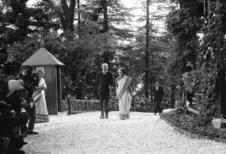 President Zulfikar Ali Bhutto and Prime Minister Indira Gandhi after signing the Shimla Agreement in Himachal Pradesh