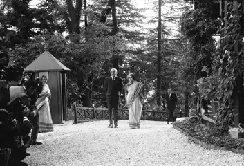 President Zulfikar Ali Bhutto and Prime Minister Indira Gandhi after signing the Shimla Agreement in Himachal Pradesh